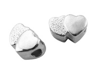 Dwa serca / przekładka / 13x8x6.5mm / srebrny / otwór 3mm / 2szt