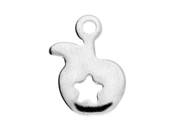 Jabłko / stal nierdzewna / zawieszka charms / 11x8x1mm / srebrny / 4szt