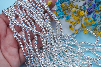 Hematyt / kula fasetowana / 4mm / srebrny / sznur / 100szt