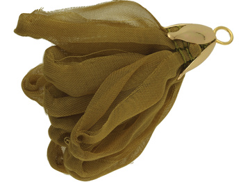 Kwiatek ozdobny / zawieszka / 41x30mm / metal, tiul / khaki / 1szt