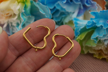 Bigle serce z podwieszką / stal chirurgiczna / 18x22mm / złoty / 2szt