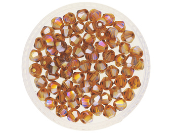CrystaLove™ / kryształki szklane / bicone / 4mm / brązowy AB / 92szt