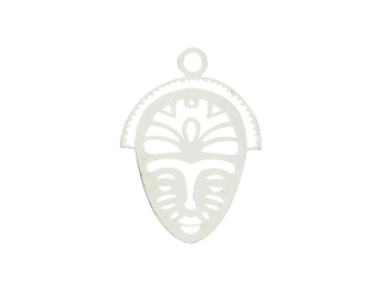 Maska aztecka / zawieszka / 34x24mm / stal chirurgiczna / jasny srebrny / 1szt