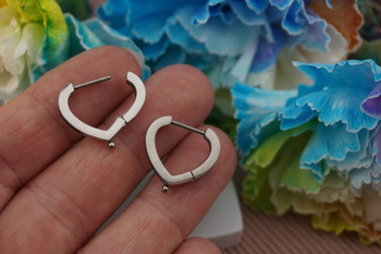 Bigle serce z podwieszką / stal chirurgiczna / 17x17mm / srebrny / 2szt