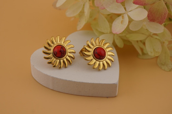 Sztyfty z czerwonym oczkiem / stal chirurgiczna / 17mm / złoty / 2szt