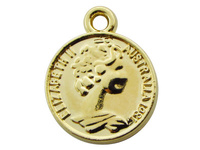 Moneta z napisem Half Dollar 16x13mm, zawieszka charms / kolor złoty, KC Gold / otwór 2mm / 2szt