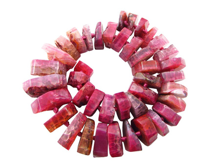 Agat 14-32mm, oponki nieregularne, sznur stopniowany / różowy, amarantowy / otwór 2mm / 41szt