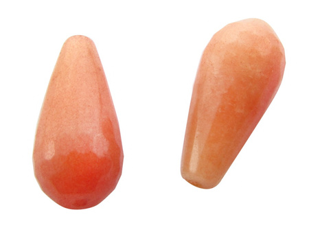 Agat 22x10mm, kropla fasetowana / kolor morelowy / otwór 1.5mm / 2szt