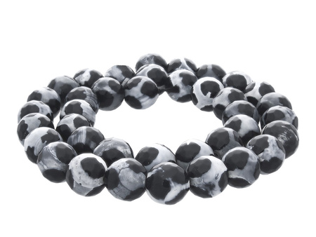 Agat Tybetański / kula fasetowana / 10mm / czarno-biały / 38szt