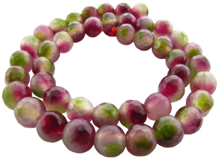 Agat barwiony, kula fasetowana 5-6mm / zielony, fuksja / otwór 1.4mm / 60szt / 1 sznur