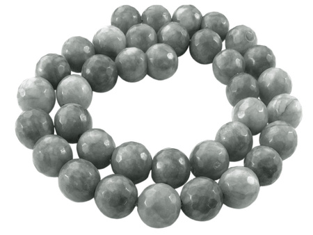 Agat barwiony, kula fasetowana 9-10mm / szary / otwór 1.6mm / 38szt