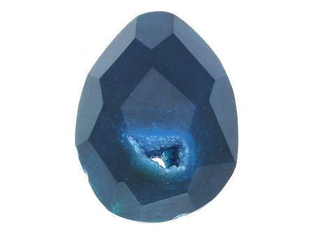 Agat druzy / kaboszon / owal nieregularny / 46x35x13mm / ciemny morski / 1szt