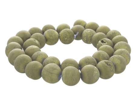 Agat druzy / kula / 12mm / Aged Gold / 32szt