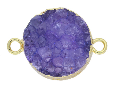 Agat druzy / w okuciu / łącznik / dysk / 19x16x8mm / fioletowoniebieski / 1szt