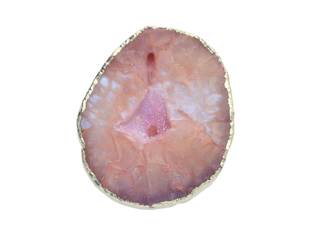 Agat druzy / w okuciu / plaster nieregularny / 51x43x11mm / ciemny różowy / 1szt