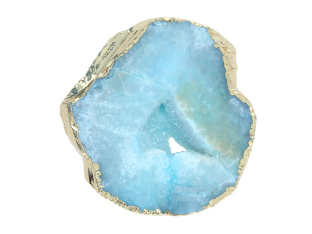 Agat druzy / w okuciu / plaster nieregularny / 56x56x11mm / niebieski / 1szt