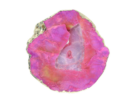 Agat druzy / w okuciu / plaster nieregularny / 58x58x11mm / ciemny różowy / 1szt