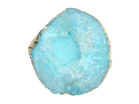 Agat druzy / w okuciu / plaster nieregularny / 68x66x17mm / niebieski / 1szt