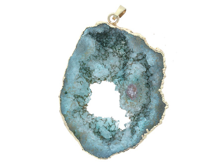 Agat druzy / zawieszka / plaster nieregularny / 60x44x10mm / błękitny / 1szt