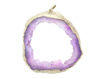 Agat druzy / zawieszka / plaster nieregularny / 73x67x11mm / różowy / 1szt