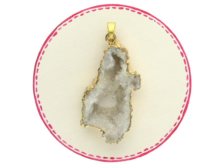 Agat druzy / zawieszka w okuciu / plaster nieregularny / 51x27x10mm / szary / 1szt