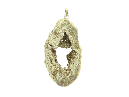 Agat druzy / zawieszka / w okuciu / plaster nieregularny / 69x36x10mm / brązowy / 1szt