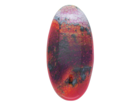 Agat / kaboszon / owal / 48x24x7.5mm / zielono-pomarańczowy / 1szt