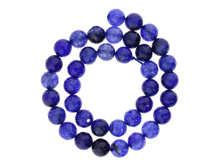 Agat / kula fasetowana / 10mm / indygo / 35szt