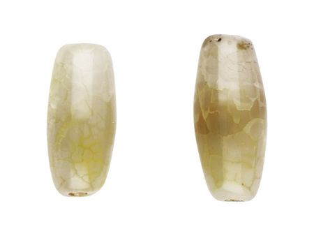 Agat / oliwka / 20x10mm / kremowo-beżowy / 2szt