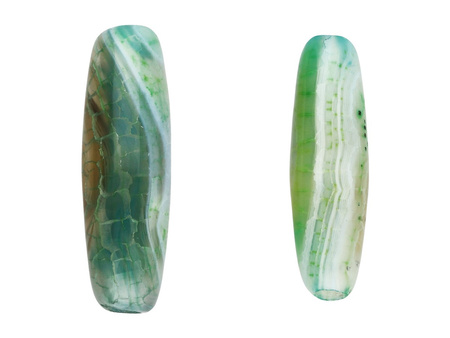 Agat / oliwka / 29x9mm / mleczny zielony / 2szt