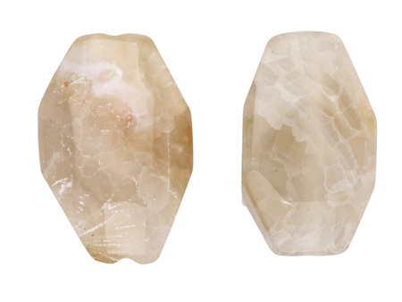 Agat / oliwka nieregularna, fasetowana / 25x15x9mm / kremowo-szary / 2szt