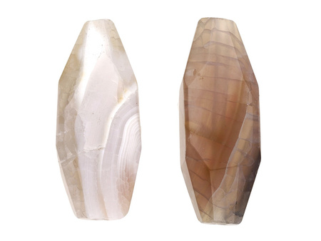 Agat / oliwka nieregularna, fasetowana / 38x14x9mm / szary / 2szt