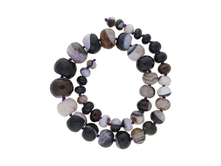 Agat / oponki fasetowane / 6-17mm x 10-20mm / czarny, biały / ot. 1.5mm / 1 sznur stopniowany