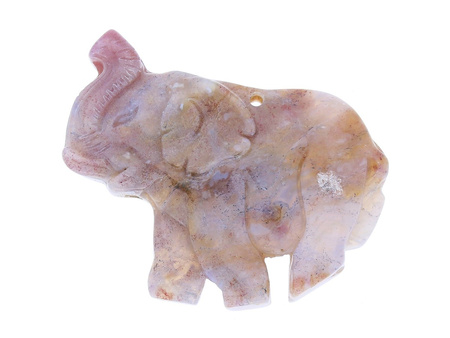 Agat / słoń / zawieszka / 50x40x8mm / beżowo-szary / 1szt