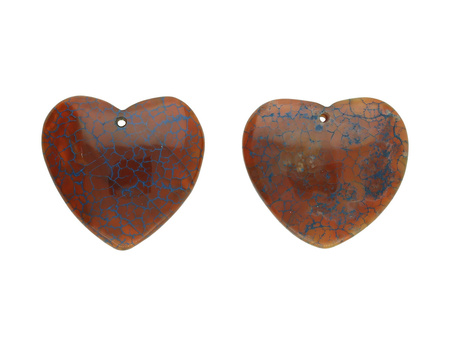 Agat smoczy / zawieszka / serce / 33x36x7mm / brązowo-niebieski / 1szt