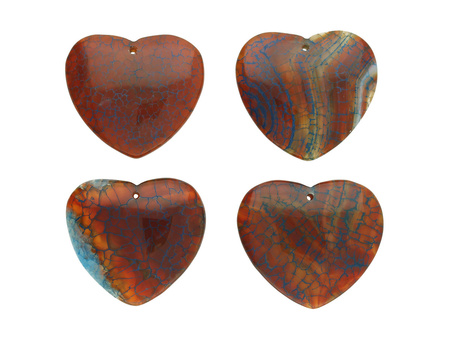 Agat smoczy / zawieszka / serce / 36x41x7mm / brązowo-niebieski / 1szt