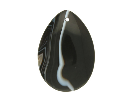 Agat / zawieszka / kropla / 43x30x6mm / czarny, biały / 1szt