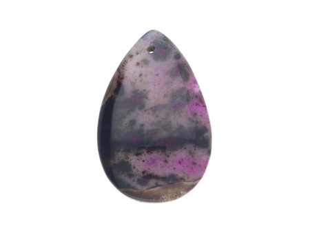 Agat / zawieszka / kropla / 47x31x7mm / fioletowo-różowy / 1szt