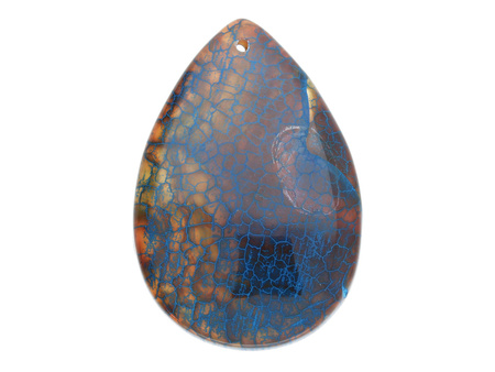 Agat / zawieszka / kropla / 52x35x6mm / brązowo-niebieski / 1szt