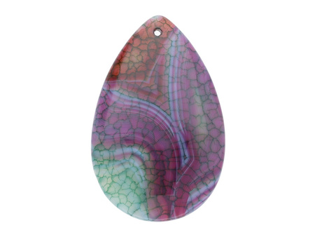 Agat / zawieszka / kropla / 53x36x7mm / różowo-zielony / 1szt