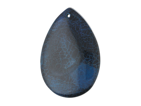 Agat / zawieszka / kropla / 56x38x7mm / czarno-niebieski / 1szt