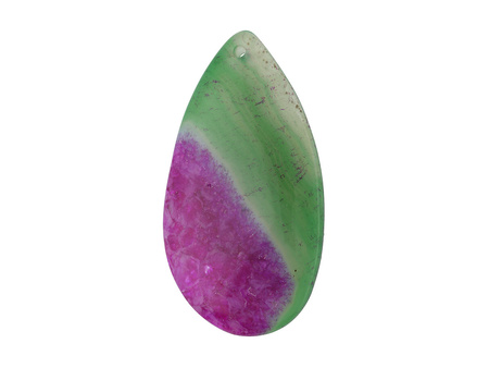 Agat / zawieszka / kropla / 60x32x7mm / zielono-różowy / 1szt