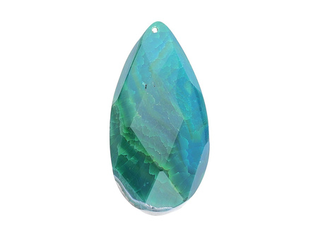 Agat / zawieszka / kropla fasetowana / 58x30x14mm / ciemny zielony / 1szt