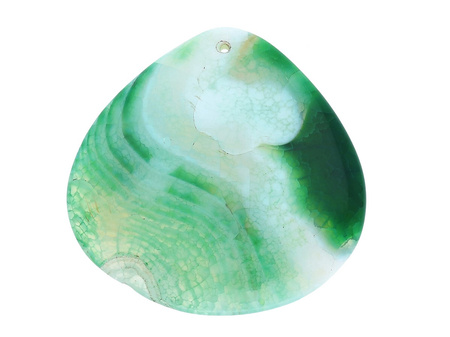 Agat / zawieszka / kropla nieregularna / 50x51x6mm / biało-zielony / 1szt