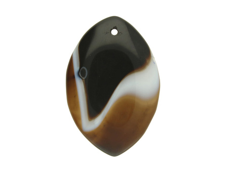 Agat / zawieszka / markiza / 44x30x7mm / brązowy, biały / 1szt
