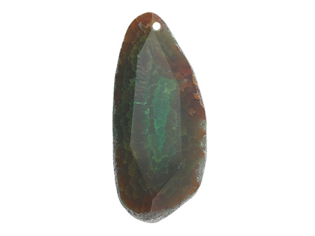 Agat / zawieszka / nieregularny fasetowany / 58x26x11mm / brązowo-zielony / 1szt