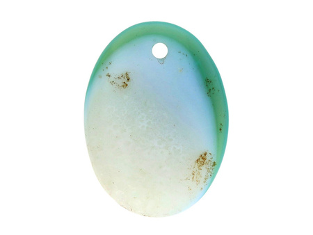 Agat / zawieszka / owal / 37x28x6mm / biało-zielony / 1szt