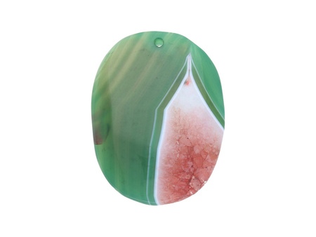 Agat / zawieszka / owal / 49x37x7mm / zielony / 1szt