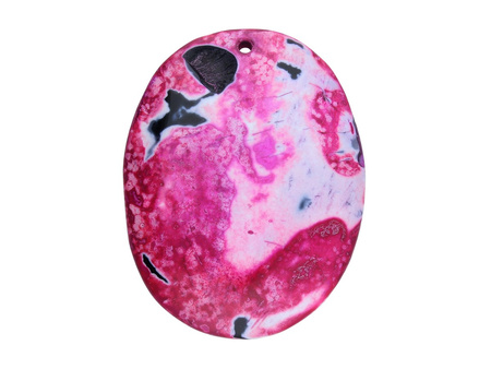 Agat / zawieszka / owal / 51x40x6mm / różowy / 1szt