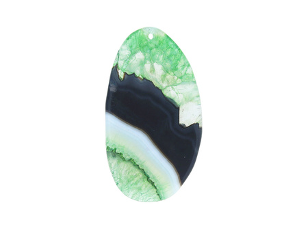 Agat / zawieszka / owal / 56x31x5mm / zielono-czarny / 1szt